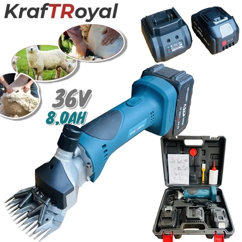 Акумулаторна машинка за подстригване на животни 36V 8.0Ah с 2 батерии KraftRoyal - цена